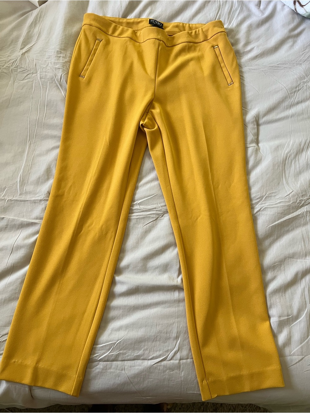 Soho Apparel mustard-yellow straight leg ponte pants